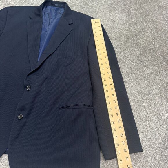 Canda Regular Fit Suit Blazer Jacket Mens 46 Short Navy Blue Pinstriped Workwear - Picture 10 of 13